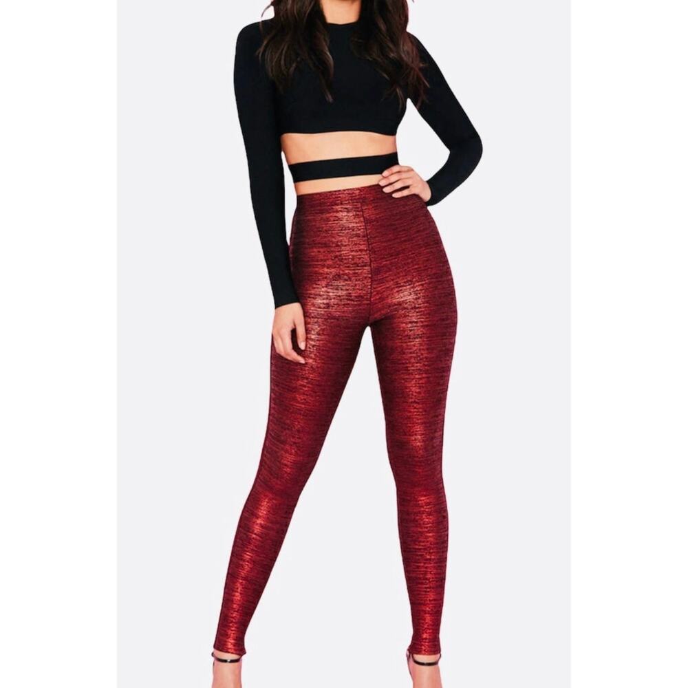 House of CB London Charity Metallic Wine Pants Small NWT